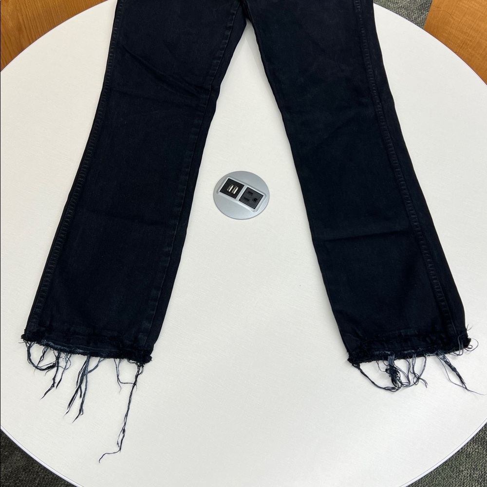 AMO bella denim pant jeans in black oak distressed raw undone hem size 26 - Picture 5 of 11